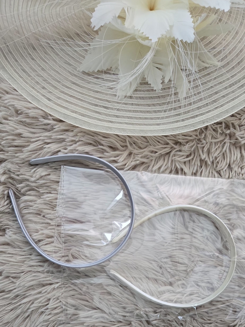 Ivory Wide-Brim Floral Fascinator Hat #1283 - Picture 3 of 8